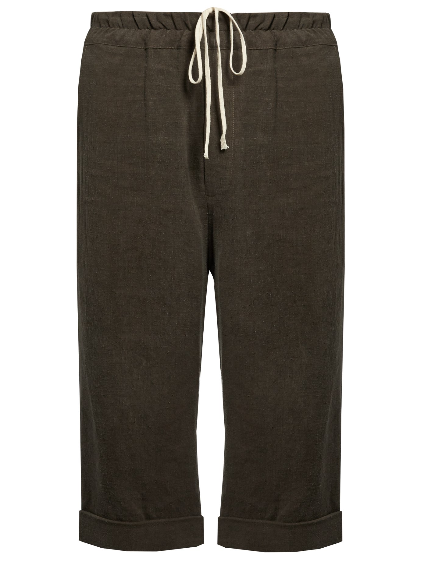 grey linen cropped trousers