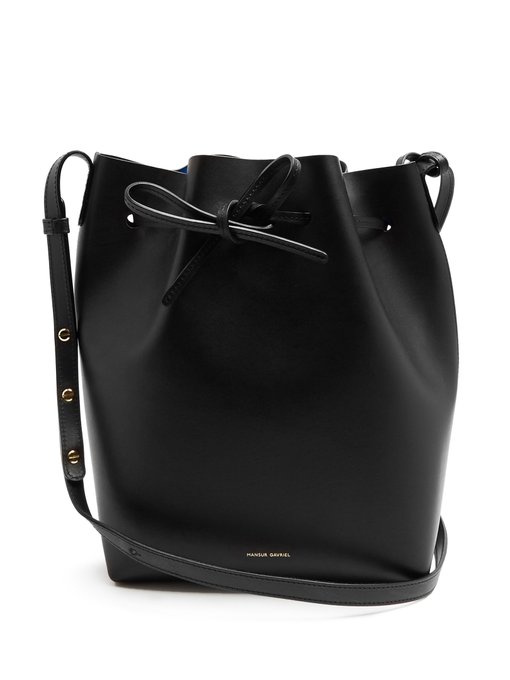 MANSUR GAVRIEL Blue-Lined Leather Bucket Bag, Colour: Black | ModeSens