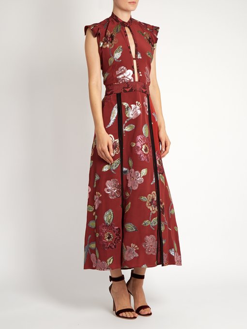 Floral fil coupé silk crepe de Chine gown | Burberry Prorsum ...