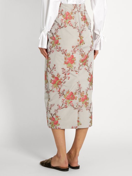 Snow blossom-jacquard pencil skirt | Brock Collection | MATCHESFASHION US