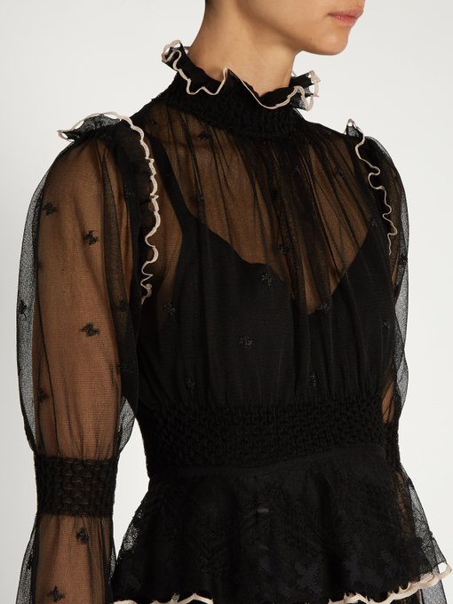 High-neck ruffled tulle dress | Alexander McQueen | MATCHESFASHION US