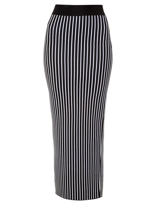 Striped double-knit jersey maxi pencil skirt | Christopher Kane ...