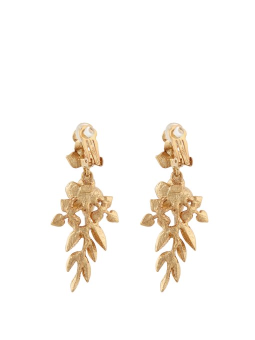 Gold-plated rose-drop clip-on earrings | Oscar De La Renta ...