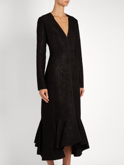 V-neck wool-blend moiré dress | Lanvin | MATCHESFASHION.COM US