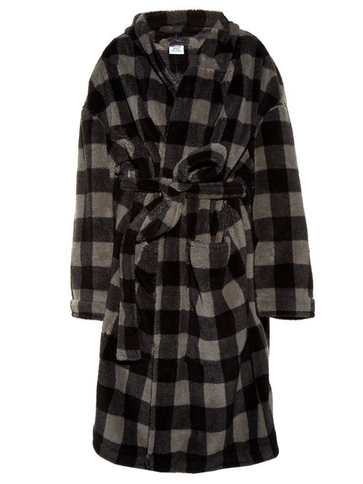 Checked hooded fleece robe coat | Vetements | MATCHESFASHION.COM UK