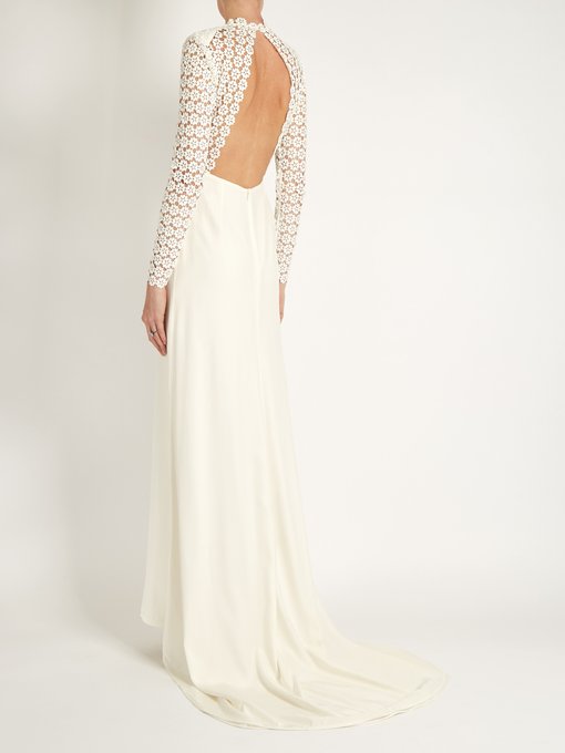 Eva backless lace and crepe de Chine gown | Self-Portrait ...