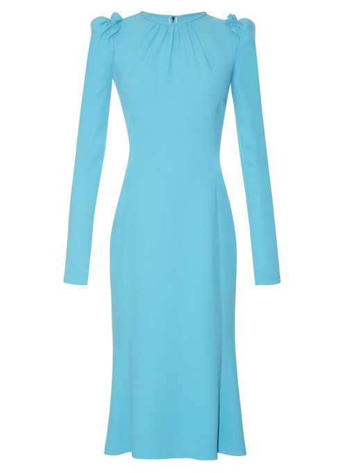 Ruffle-trimmed long-sleeved cady dress | Dolce & Gabbana ...