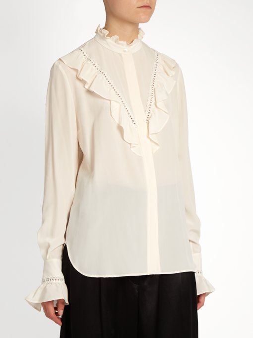 Ruffled high-neck silk blouse | Stella McCartney | MATCHESFASHION UK
