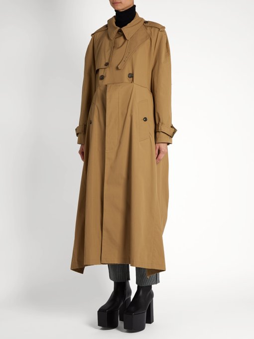 Double-breasted cotton-gabardine trench coat | Balenciaga ...