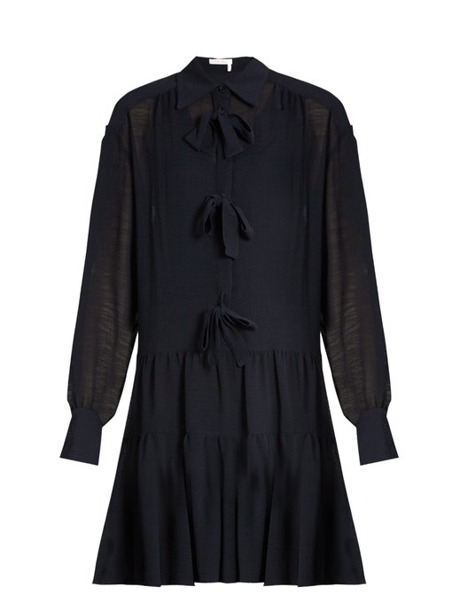 Bow-front crinkled georgette dress | See By Chloé | MATCHESFASHION UK