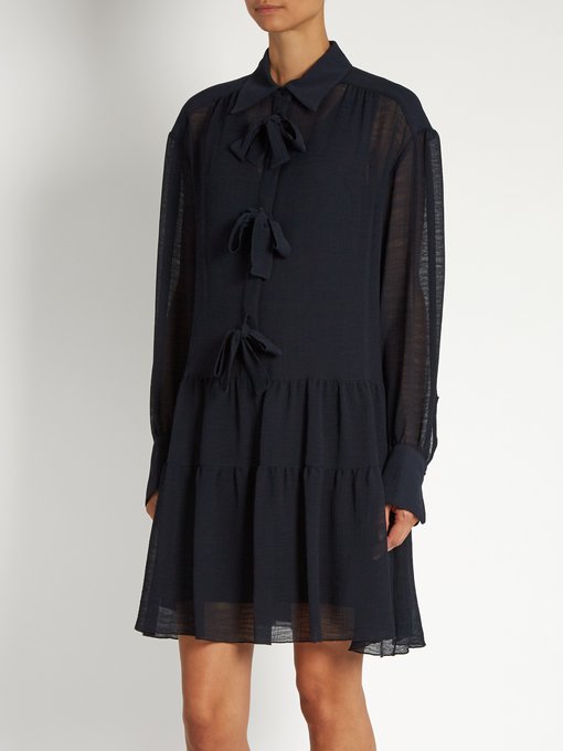 Bow-front crinkled georgette dress | See By Chloé | MATCHESFASHION UK