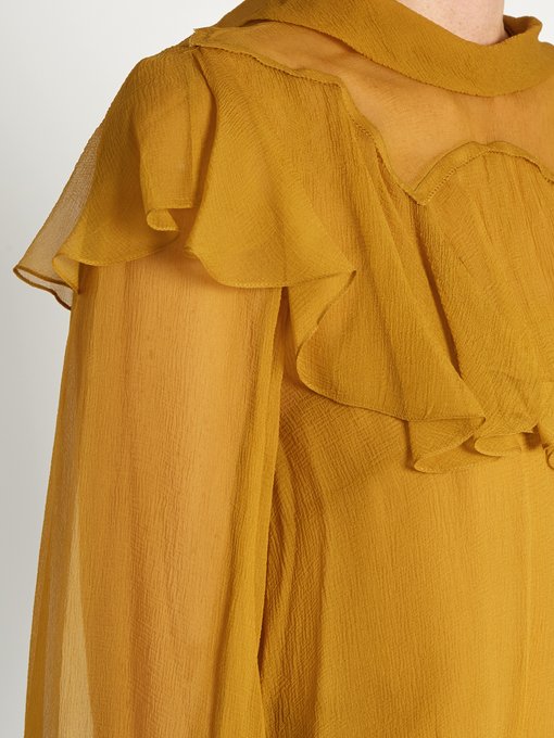 High-neck silk-crepon ruffled blouse | Chloé | MATCHESFASHION.COM US