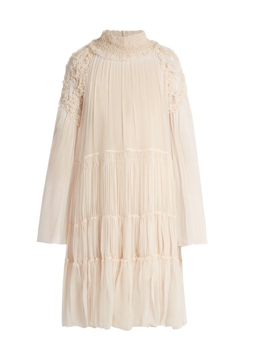 Floral-smocked silk-crepon blouse | Chloé | MATCHESFASHION US