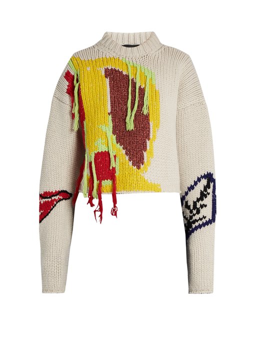 Abstract-embroidered wool cropped sweater | Joseph | MATCHESFASHION UK