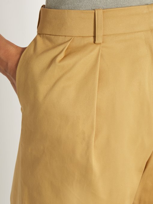 High-rise wide-leg stretch-cotton twill trousers | Palmer//Harding ...