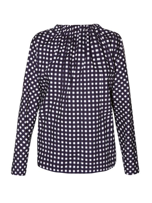 Tie-back checked coated cotton-poplin blouse | Marni | MATCHESFASHION UK