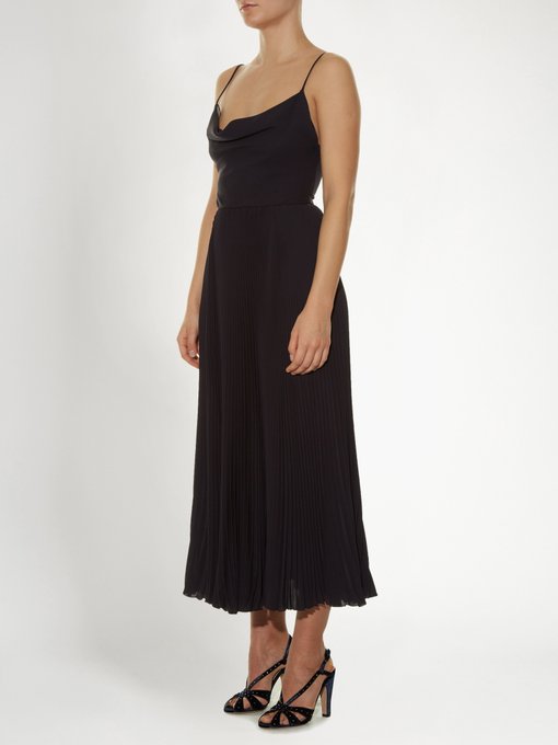 Cowl-neck silk-georgette pleated midi dress | Valentino | MATCHESFASHION UK