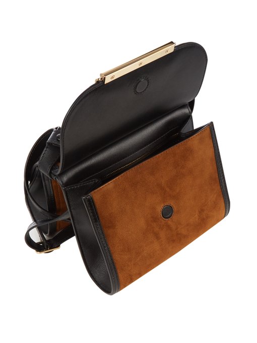 Cigar suede and leather cross-body bag | Hillier Bartley ...