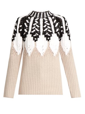 Round-neck intarsia-knit wool-blend sweater | Peter Pilotto ...