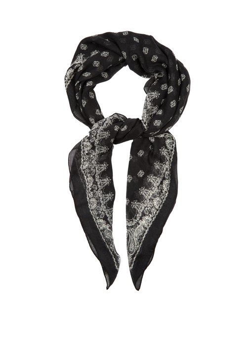 Bandana-print cashmere and silk-blend scarf | Saint Laurent ...