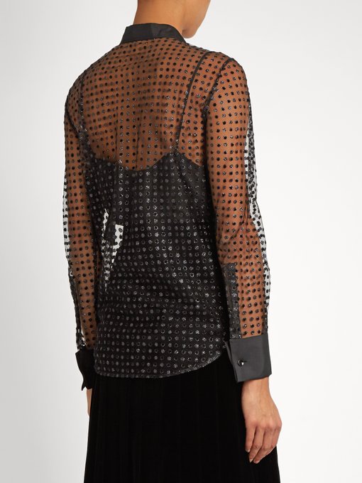 Polka-dot flocked tulle shirt | Saint Laurent | MATCHESFASHION.COM US