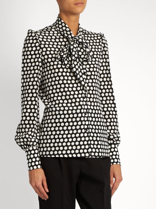 Pussybow-neck silk crepe de Chine blouse | Saint Laurent ...
