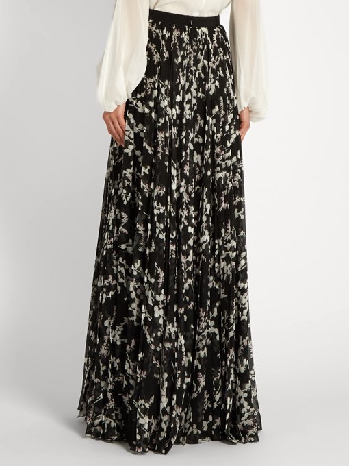 Floral-print pleated silk maxi skirt | Giambattista Valli ...