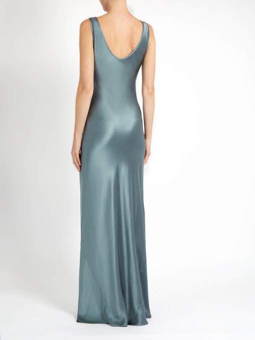 Scoop Neck Sleeveless Silk Satin Gown Galvan Matchesfashion Uk 7309