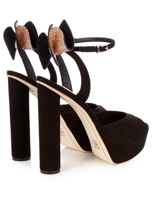 Raye embellished-bow suede platform sandals | Sophia Webster ...