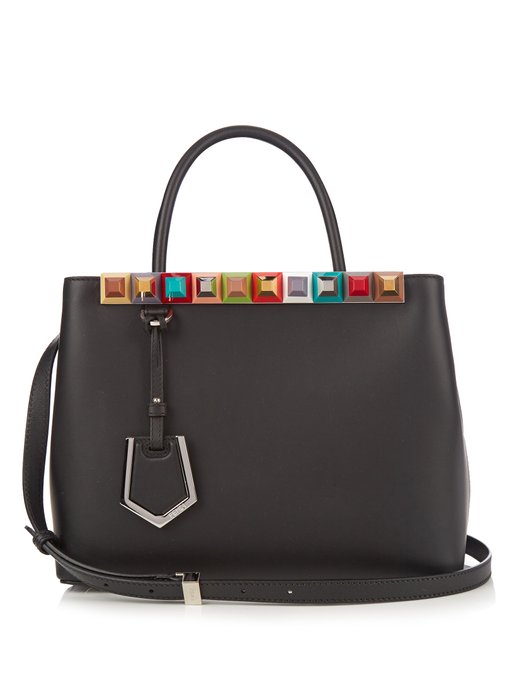 6 Stores In Stock: FENDI 2Jours Petite Studded Leather Tote Bag, Black ...