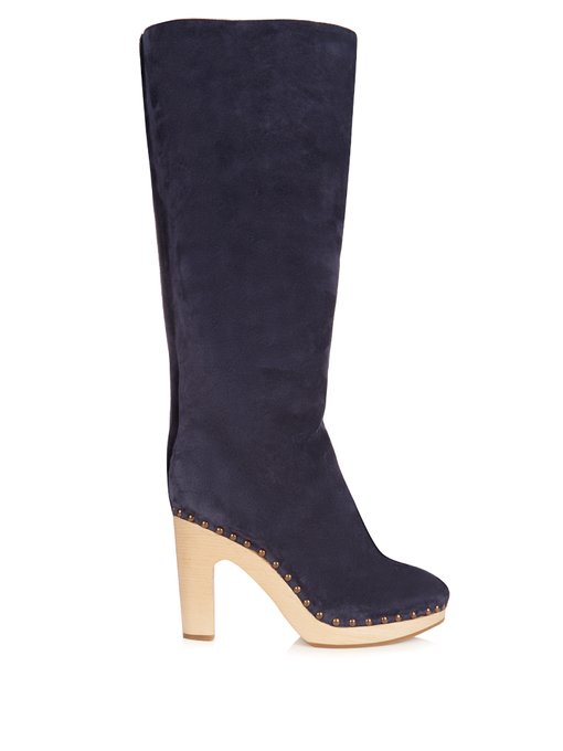 Shearling Lined Suede Block Heel Boots Alvaro Matchesfashion Uk