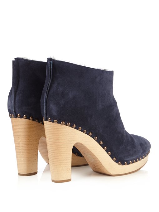 Shearling-lined suede ankle boots展示图