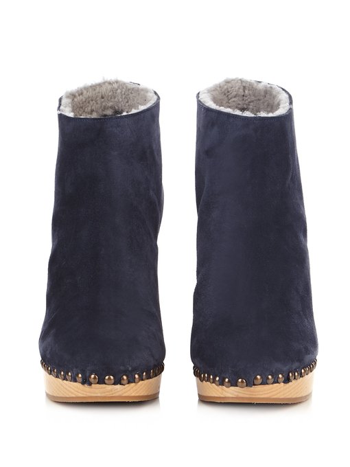 Shearling-lined suede ankle boots展示图