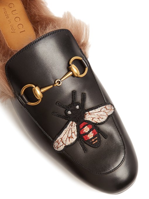 Princetown bee-appliqué shearling-lined 