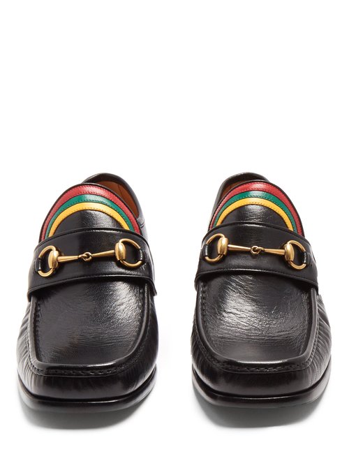 gucci rainbow horsebit leather loafers