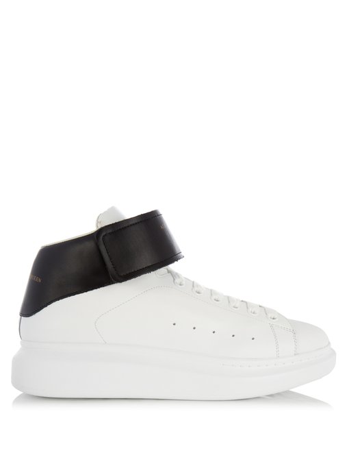 Raised-sole high-top leather trainers 