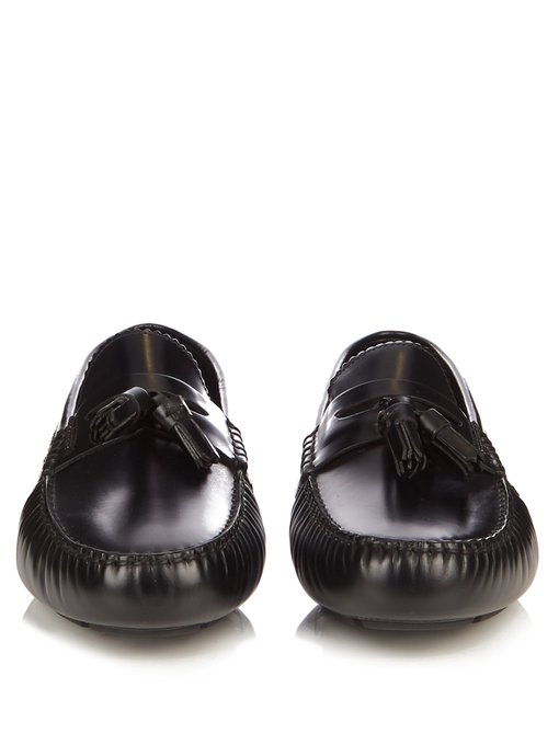 BURBERRY Tasselled Polished Leather Loafers, Black | ModeSens