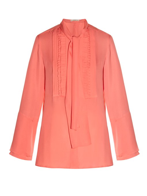 Tie-neck ruffled-front silk-crepe blouse | Etro | MATCHESFASHION.COM US