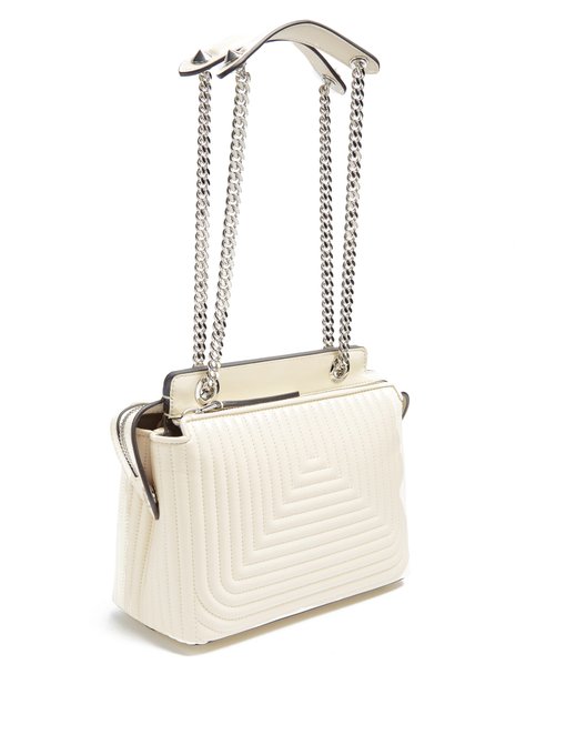 FENDI Dotcom Click Small Quilted Chain Shoulder Bag, White | ModeSens