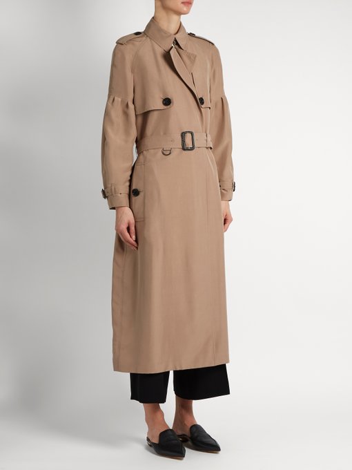 BURBERRY Maythorne Mulberry-Silk Trench Coat, Colour: Nude-Beige | ModeSens