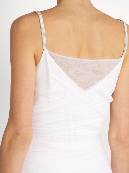 V-neck ruched tulle slip dress | Versace | MATCHESFASHION.COM US