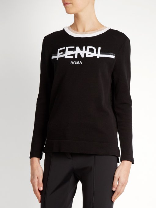 FENDI Logo-Print Cotton-Blend Performance Top, Colour: Black | ModeSens