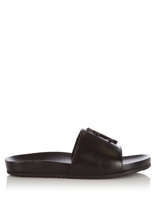 saint laurent joan logo leather slides