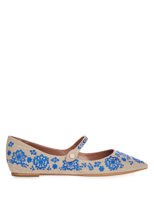 Hermione point-toe embroidered flats | Tabitha Simmons | MATCHESFASHION UK