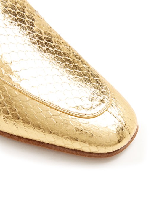 THE ROW Adam Metallic Snakeskin Loafer, Gold | ModeSens