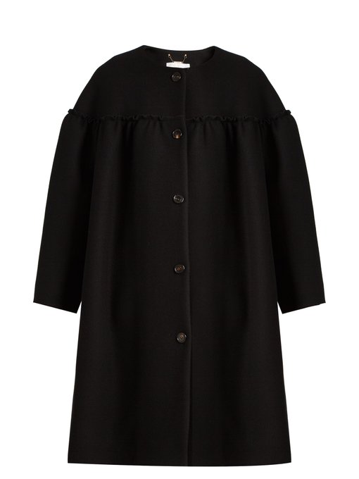 Collarless ruffle-trimmed wool-blend coat | Chloé | MATCHESFASHION.COM US