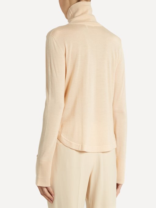 CHLOÉ Roll-Neck Wool, Silk And Cashmere-Blend Sweater, Colour: Peach ...