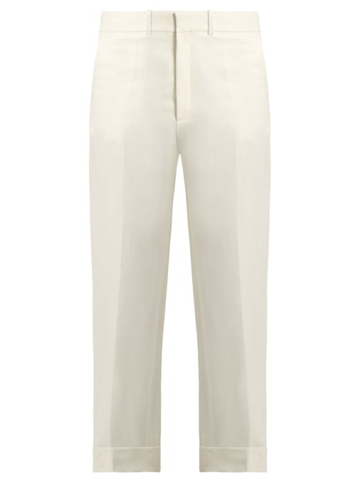 CHLOÉ Wide-Leg Linen And Silk-Blend Twill Trousers, Colour: Light-Cream ...