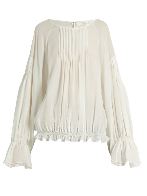 Lace-trimmed silk crepe de Chine blouse | Chloé | MATCHESFASHION.COM US