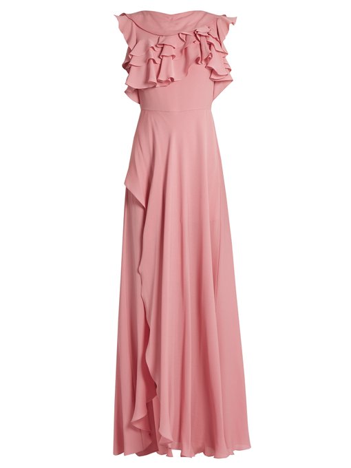 Ruffled silk-georgette gown | Elie Saab | MATCHESFASHION US